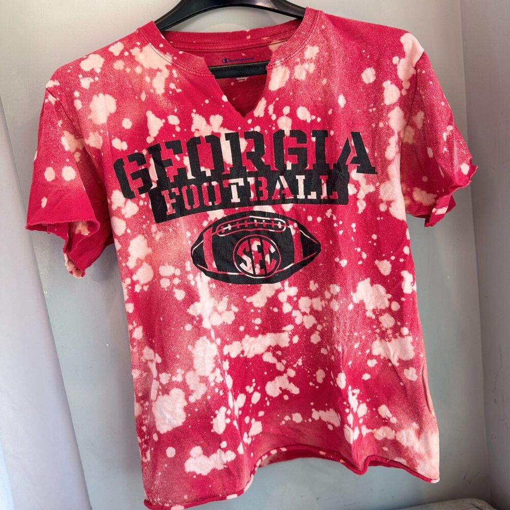 Champion Upcycled University of Georgia Football T-Shirt (Size Small)